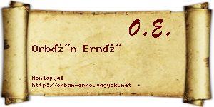 Orbán Ernő névjegykártya
